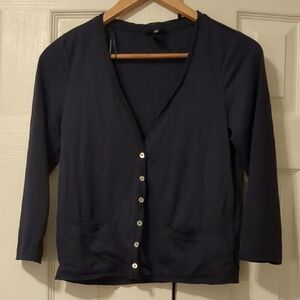 Navy Blue Button-Up Cardigan